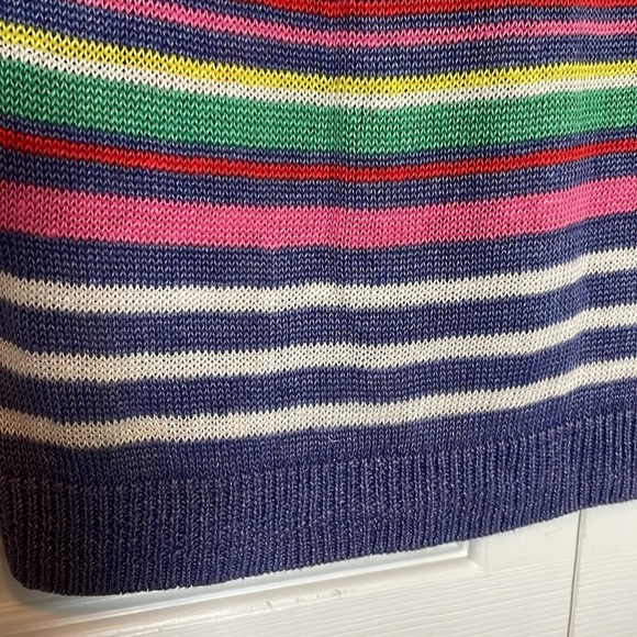 Women’s Talbots M 100% linen sweater Purple/pink horizontal striped 3/4 sleeves - Picture 6 of 8